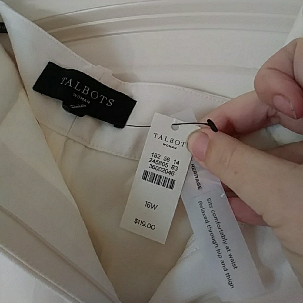 NWT Talbots Off-White Heritage Slacks - 16W